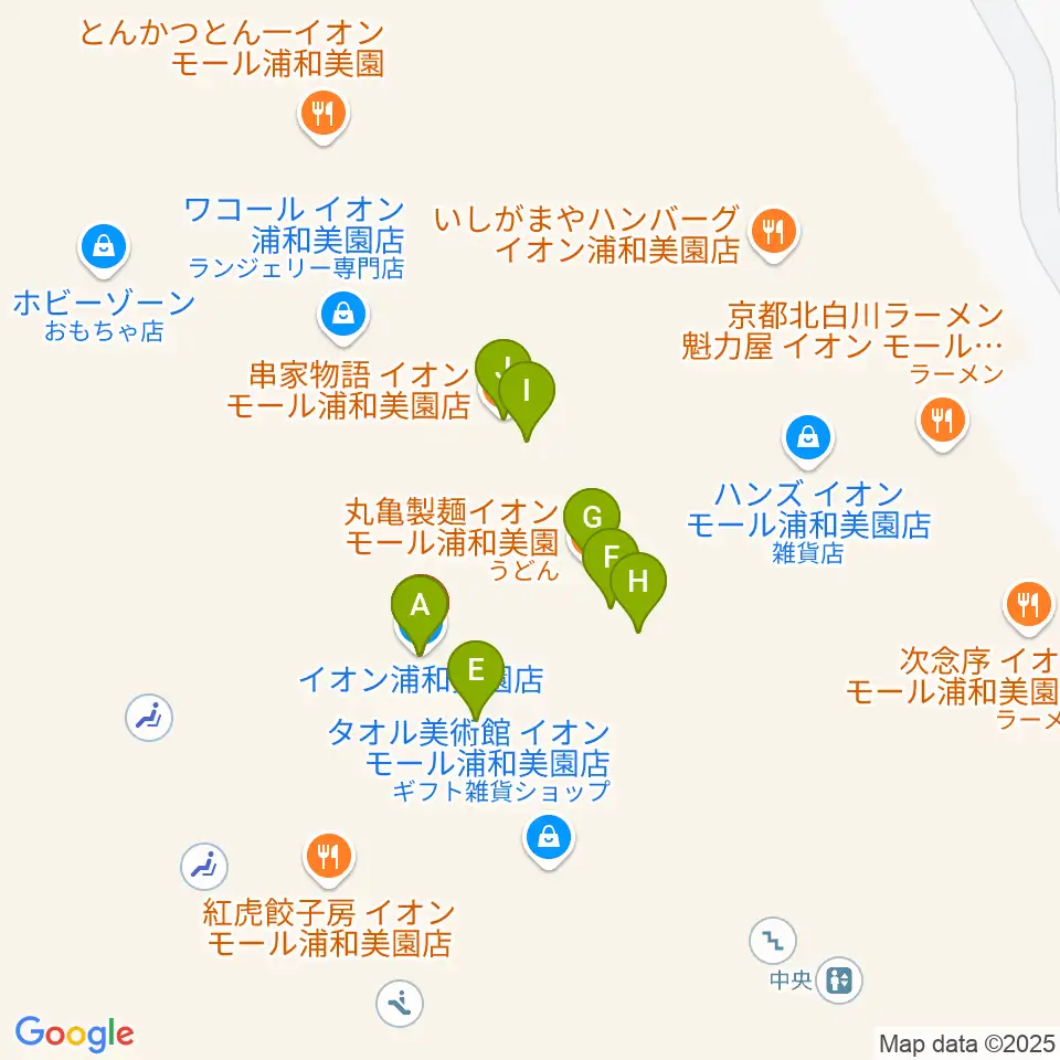 イオンシネマ浦和美園周辺のファミレス・ファーストフード一覧地図