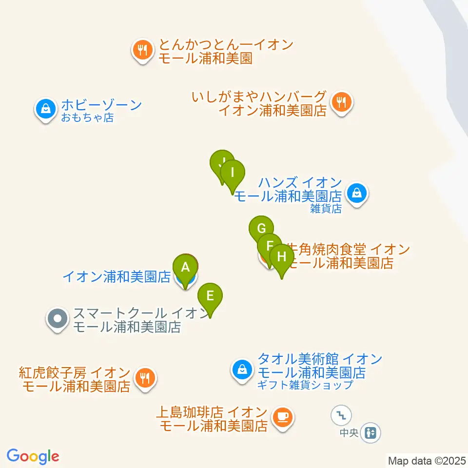 イオンシネマ浦和美園周辺のファミレス・ファーストフード一覧地図
