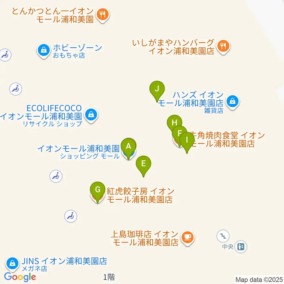 イオンシネマ浦和美園周辺のファミレス・ファーストフード一覧地図