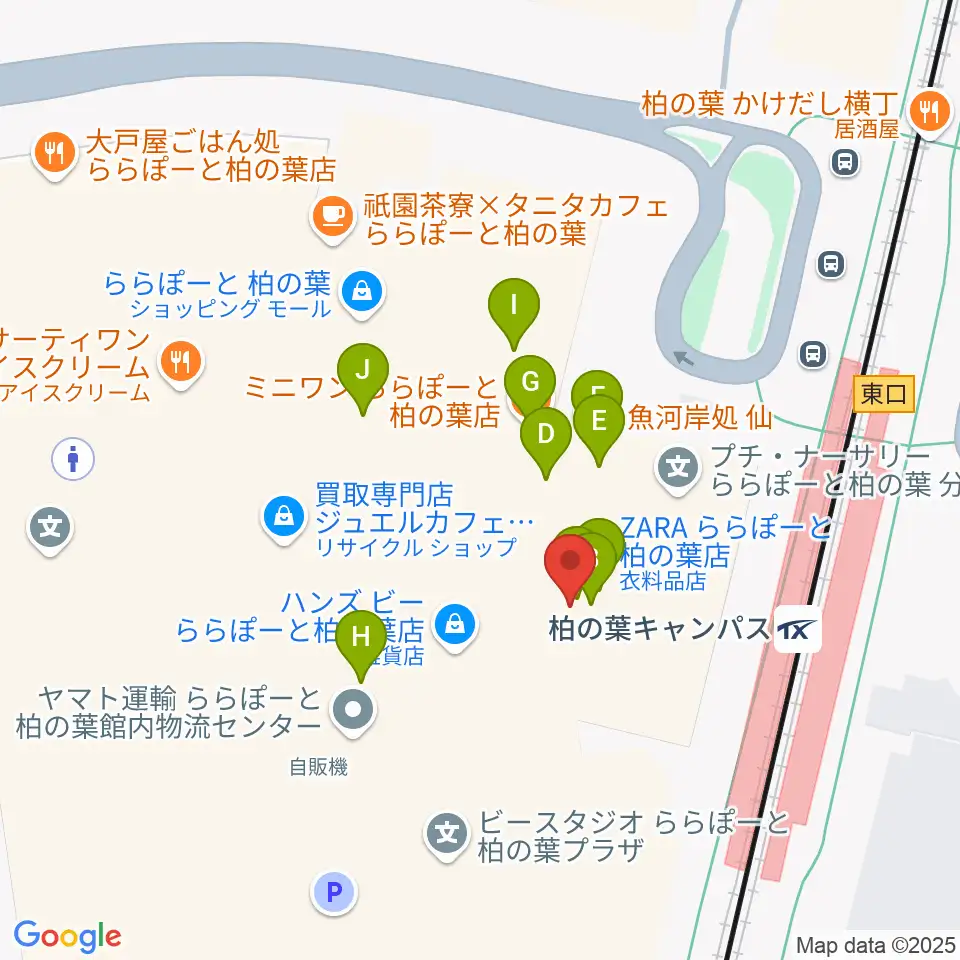 MOVIX柏の葉周辺のファミレス・ファーストフード一覧地図