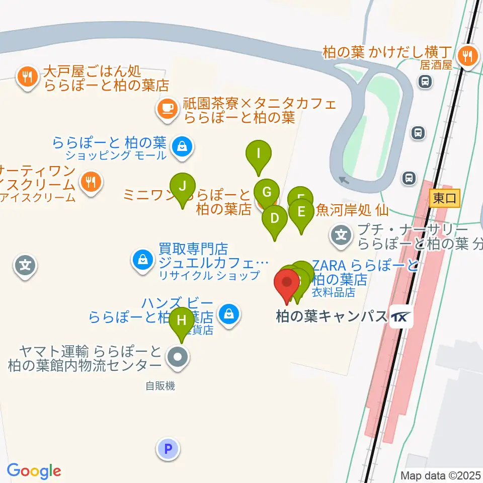 MOVIX柏の葉周辺のファミレス・ファーストフード一覧地図