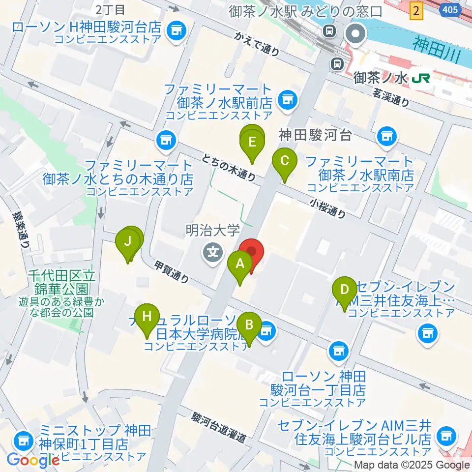 イシバシ楽器FINEST GUITARS周辺のファミレス・ファーストフード一覧地図