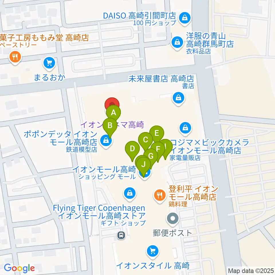 イオンシネマ高崎周辺のファミレス・ファーストフード一覧地図