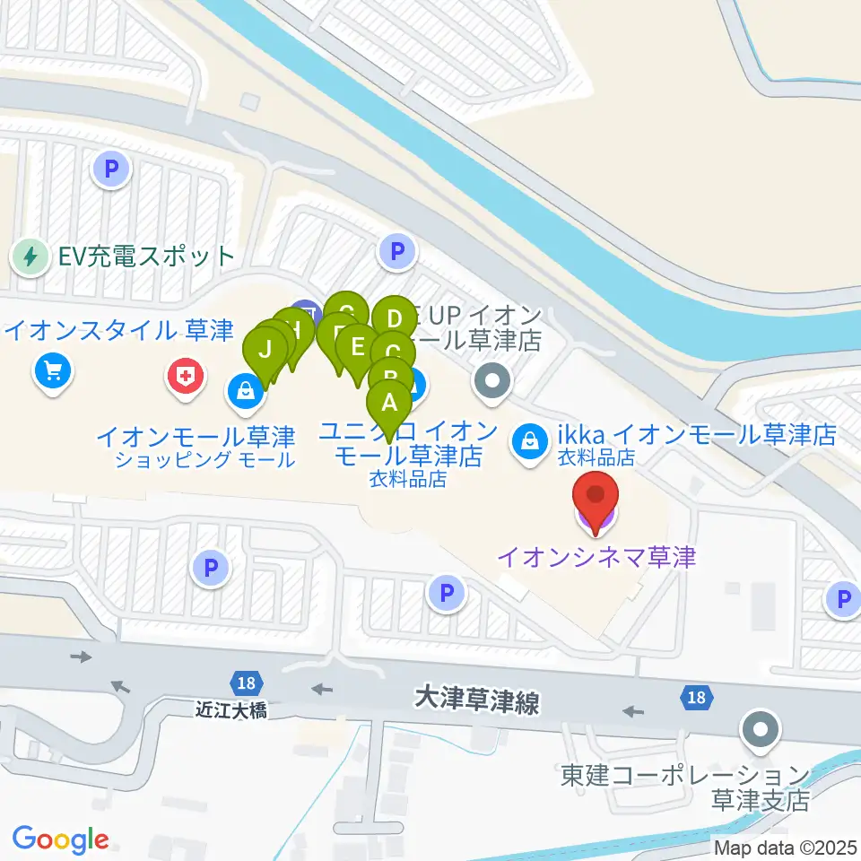 イオンシネマ草津周辺のファミレス・ファーストフード一覧地図
