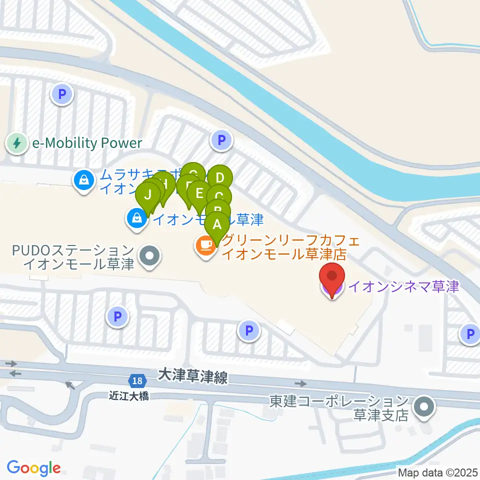 イオンシネマ草津周辺のファミレス・ファーストフード一覧地図