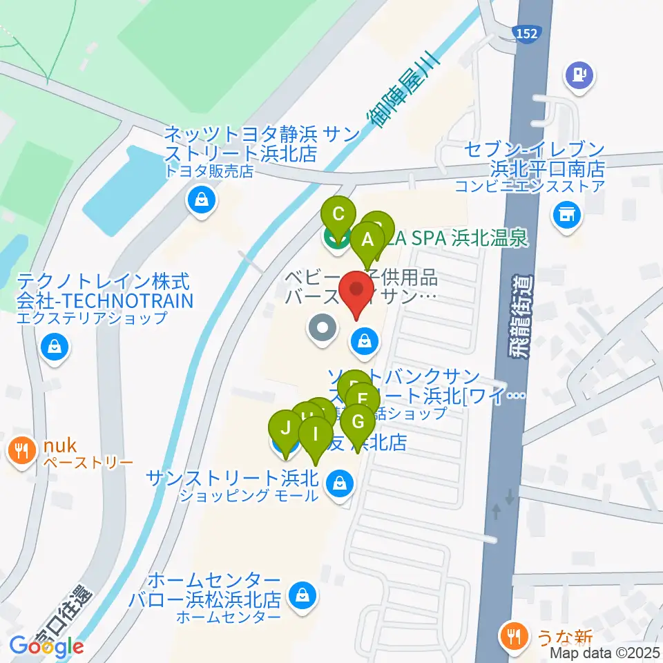 TOHOシネマズサンストリート浜北周辺のファミレス・ファーストフード一覧地図