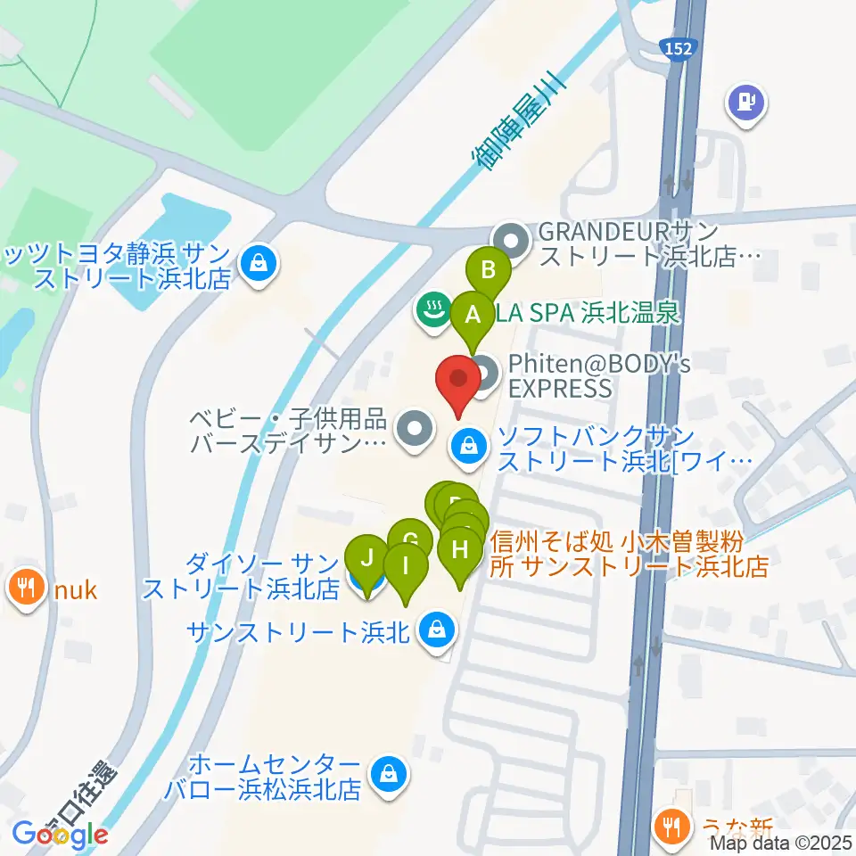 TOHOシネマズサンストリート浜北周辺のファミレス・ファーストフード一覧地図