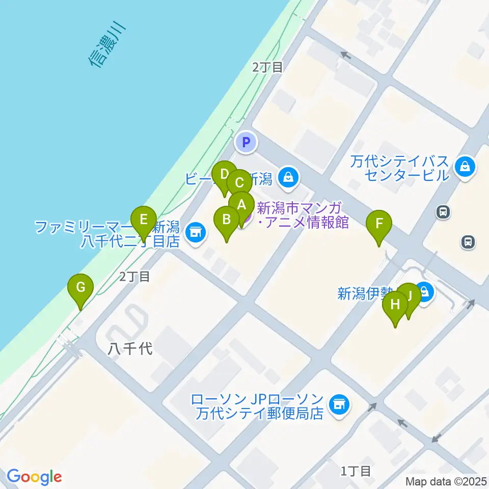 T・ジョイ新潟万代周辺のファミレス・ファーストフード一覧地図