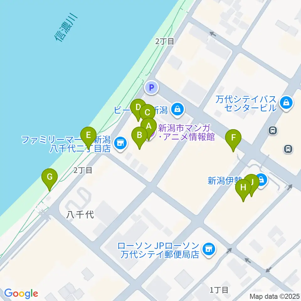 T・ジョイ新潟万代周辺のファミレス・ファーストフード一覧地図