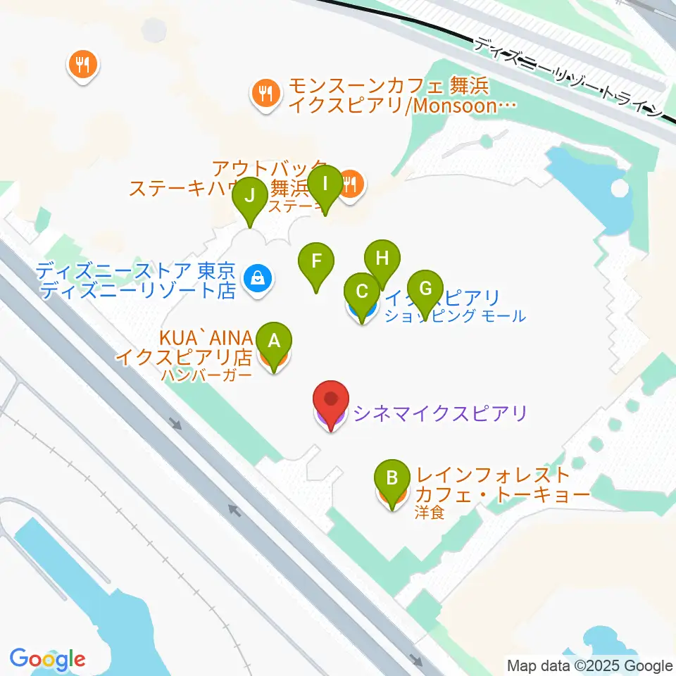 シネマイクスピアリ周辺のファミレス・ファーストフード一覧地図