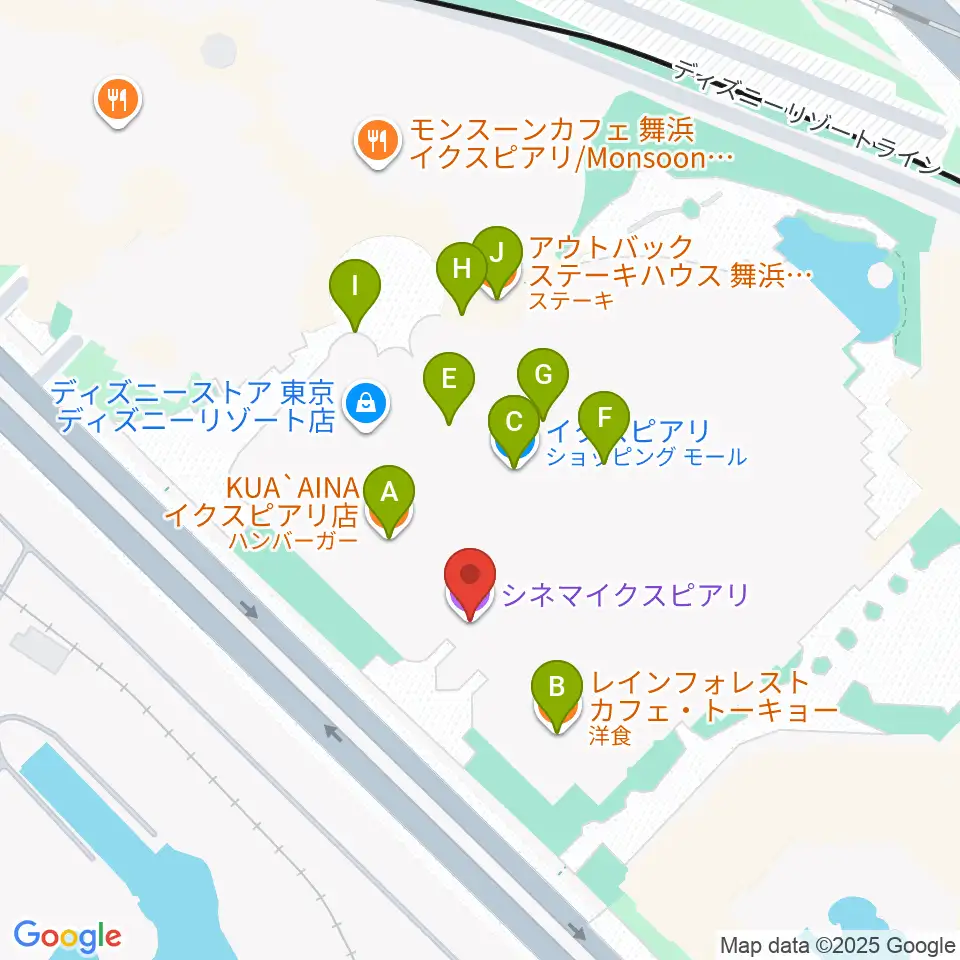 シネマイクスピアリ周辺のファミレス・ファーストフード一覧地図