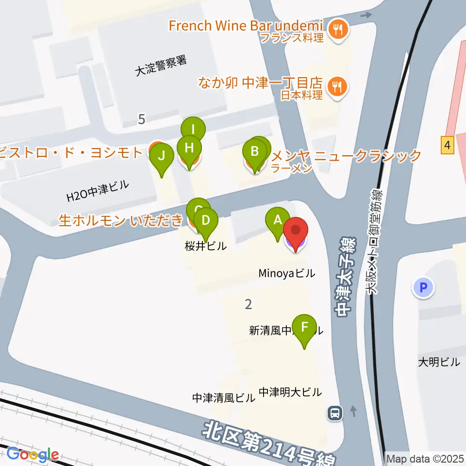 中津Step HALL周辺のファミレス・ファーストフード一覧地図