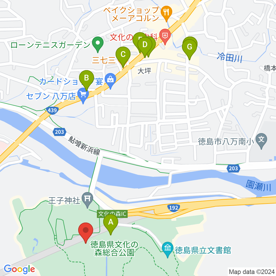 すだちくん森のシアター周辺のファミレス・ファーストフード一覧地図