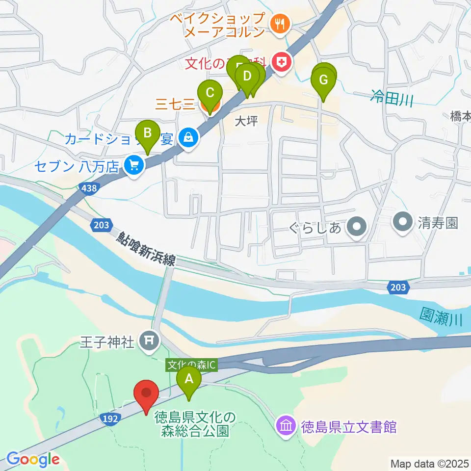 すだちくん森のシアター周辺のファミレス・ファーストフード一覧地図