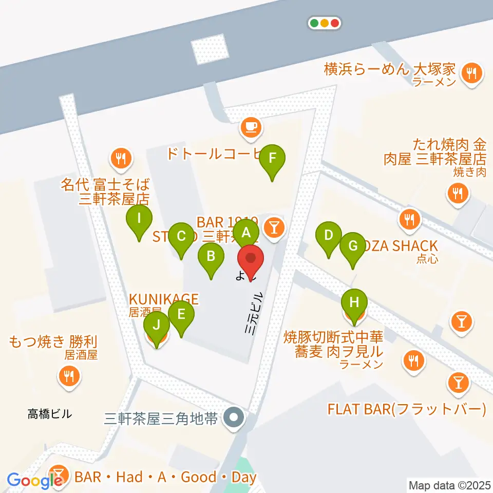 三軒茶屋32016周辺のファミレス・ファーストフード一覧地図