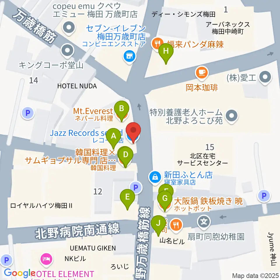 Jazz Records seeed周辺のファミレス・ファーストフード一覧地図
