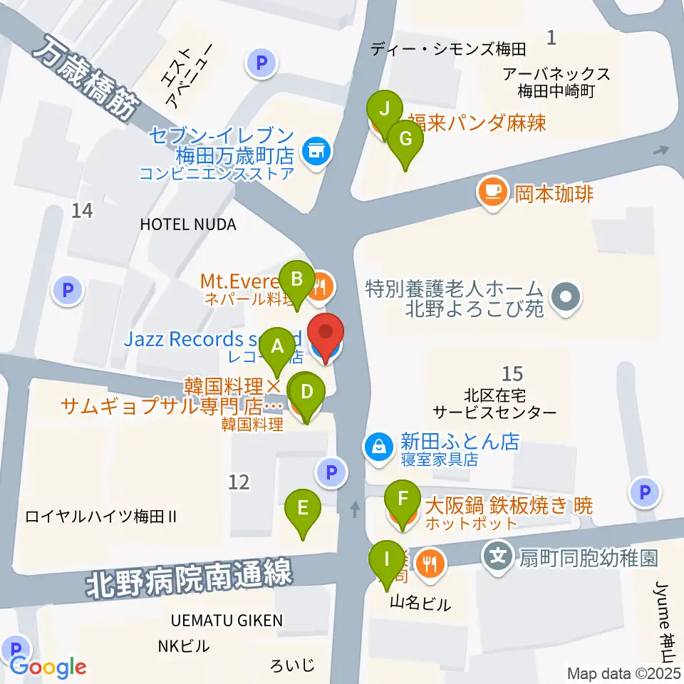 Jazz Records seeed周辺のファミレス・ファーストフード一覧地図