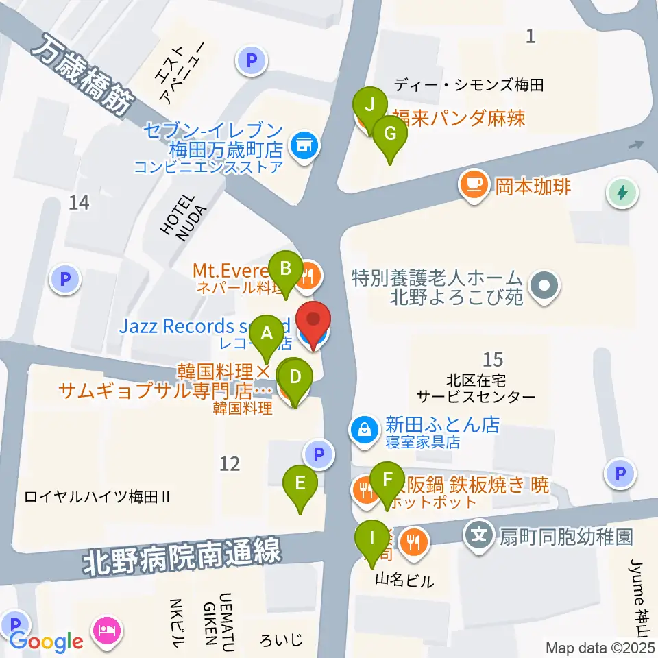Jazz Records seeed周辺のファミレス・ファーストフード一覧地図