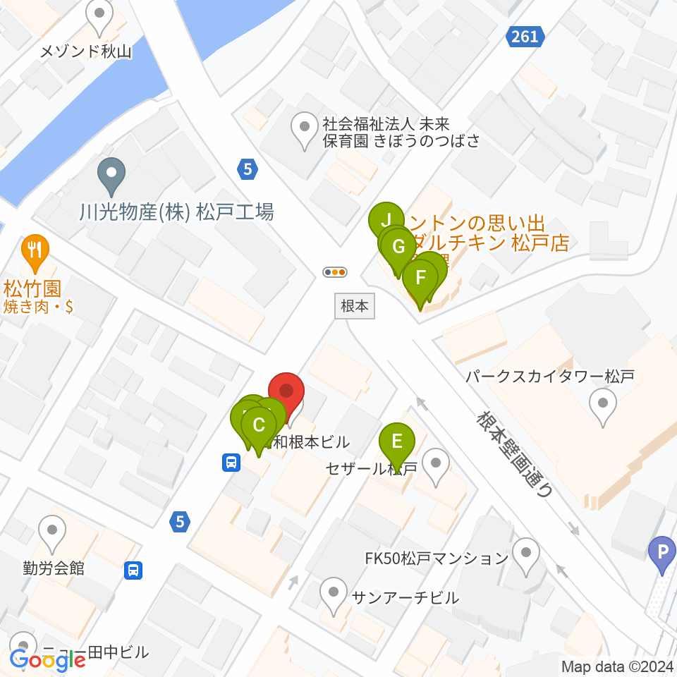 松戸スタジオダグアウト2周辺のファミレス・ファーストフード一覧地図