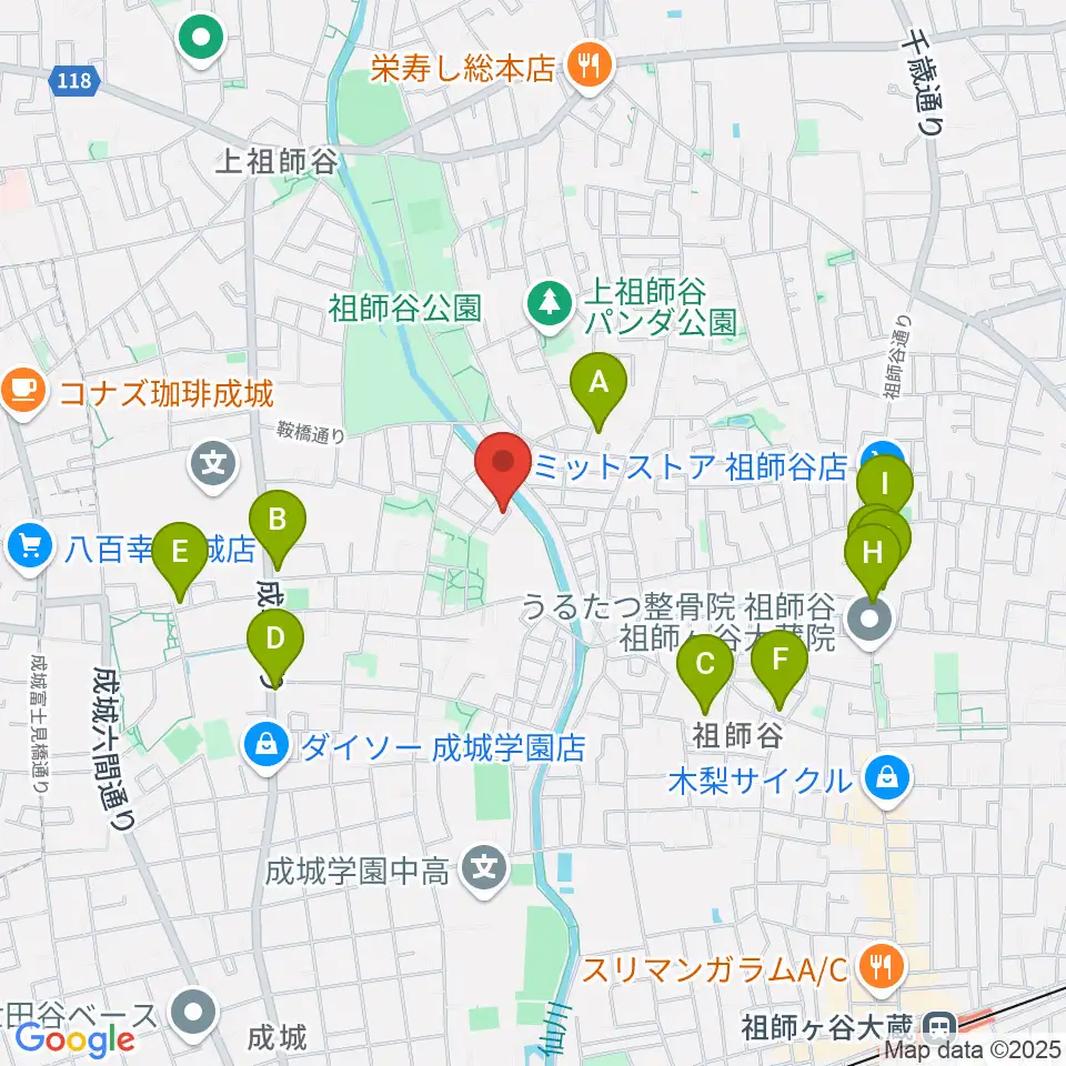 MGS Music School 成城校周辺のファミレス・ファーストフード一覧地図