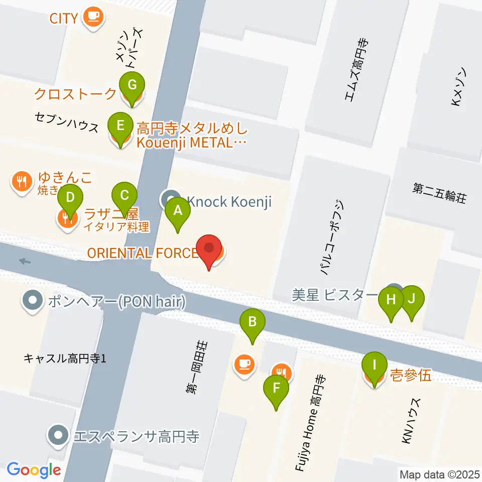 高円寺Knock周辺のファミレス・ファーストフード一覧地図