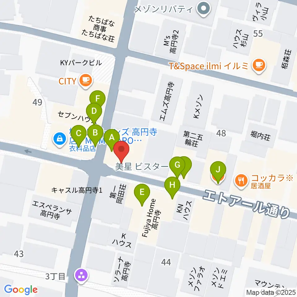 高円寺Knock周辺のファミレス・ファーストフード一覧地図