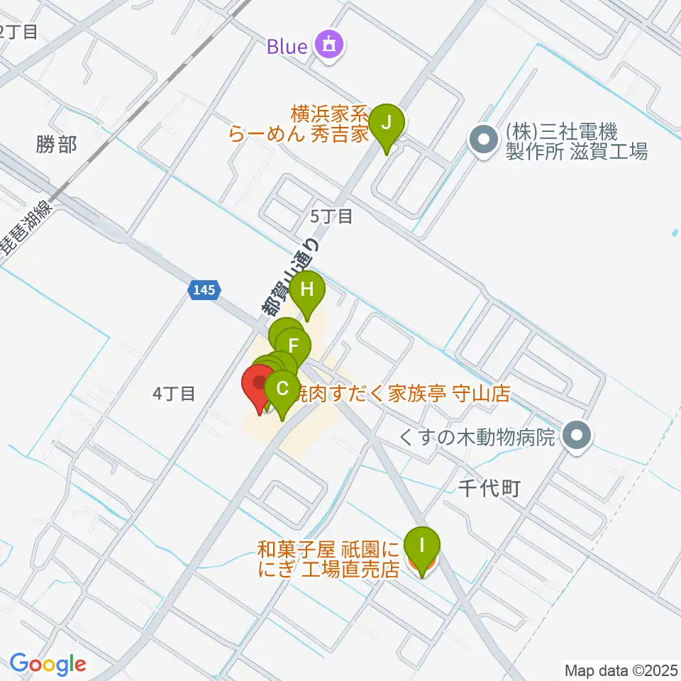 守山ギター道場周辺のファミレス・ファーストフード一覧地図