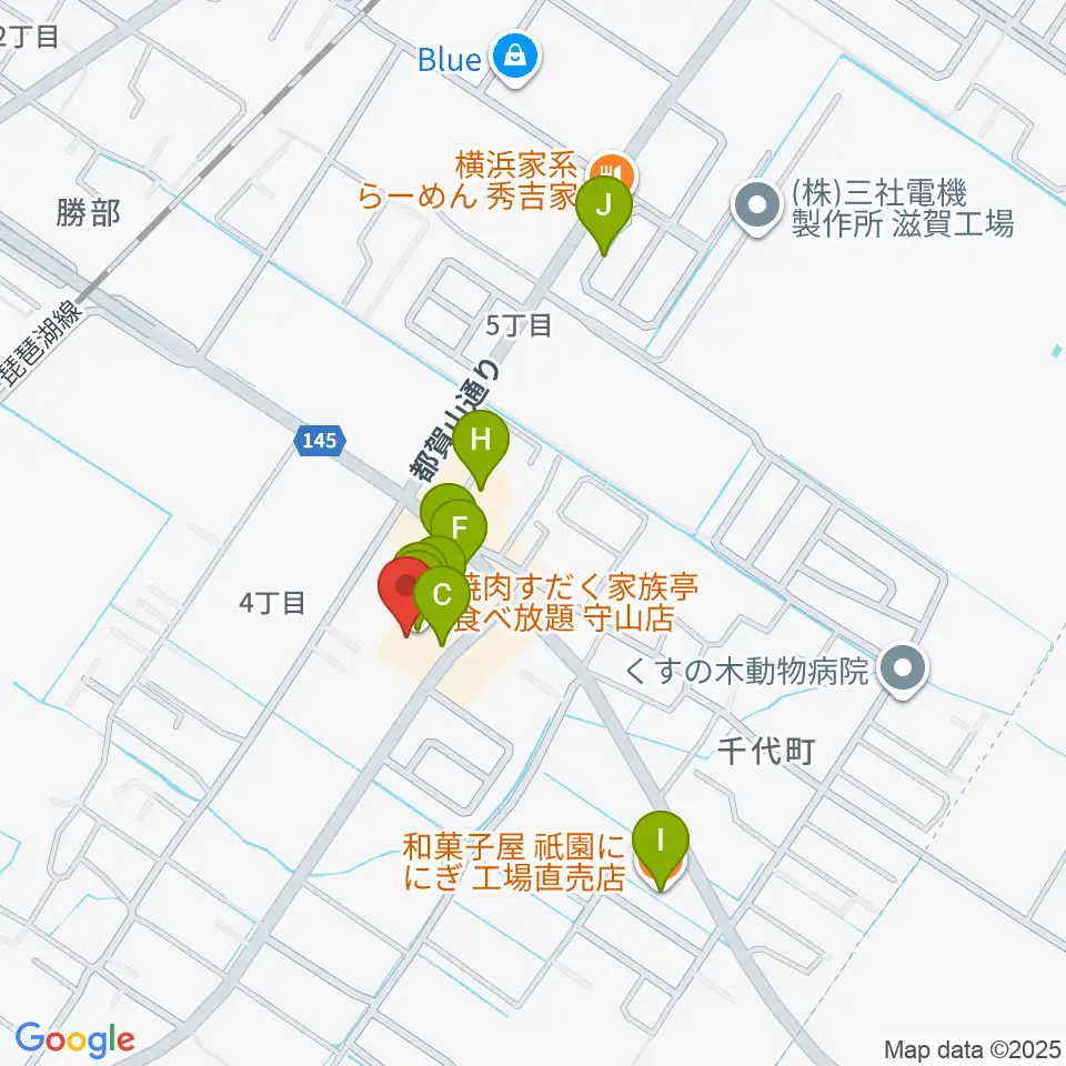 守山ギター道場周辺のファミレス・ファーストフード一覧地図