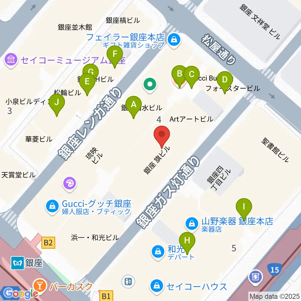 シネスイッチ銀座周辺のファミレス・ファーストフード一覧地図