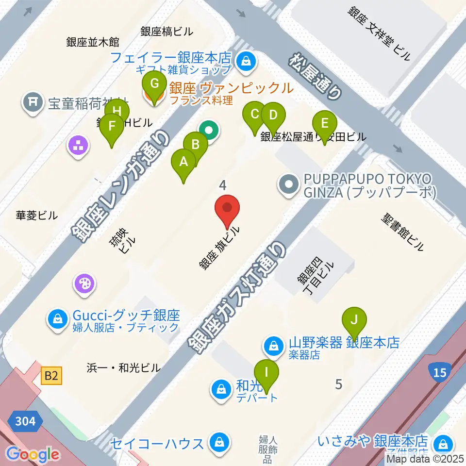 シネスイッチ銀座周辺のファミレス・ファーストフード一覧地図
