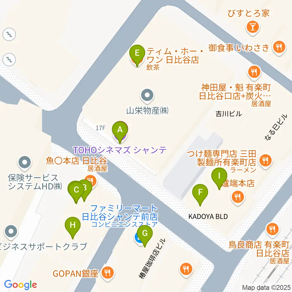 TOHOシネマズシャンテ周辺のファミレス・ファーストフード一覧地図