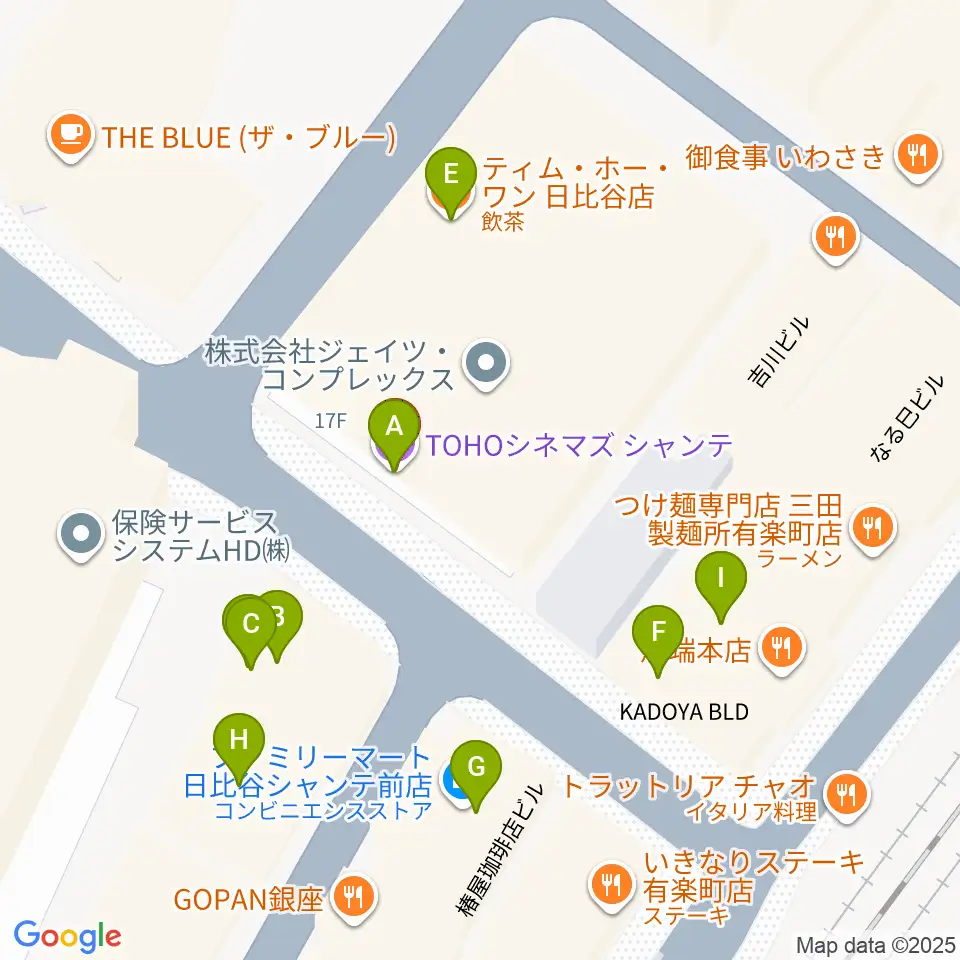 TOHOシネマズシャンテ周辺のファミレス・ファーストフード一覧地図