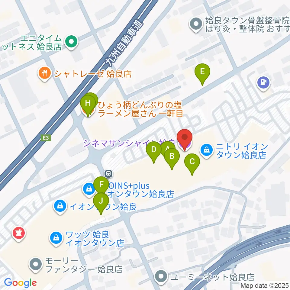 シネマサンシャイン姶良周辺のファミレス・ファーストフード一覧地図