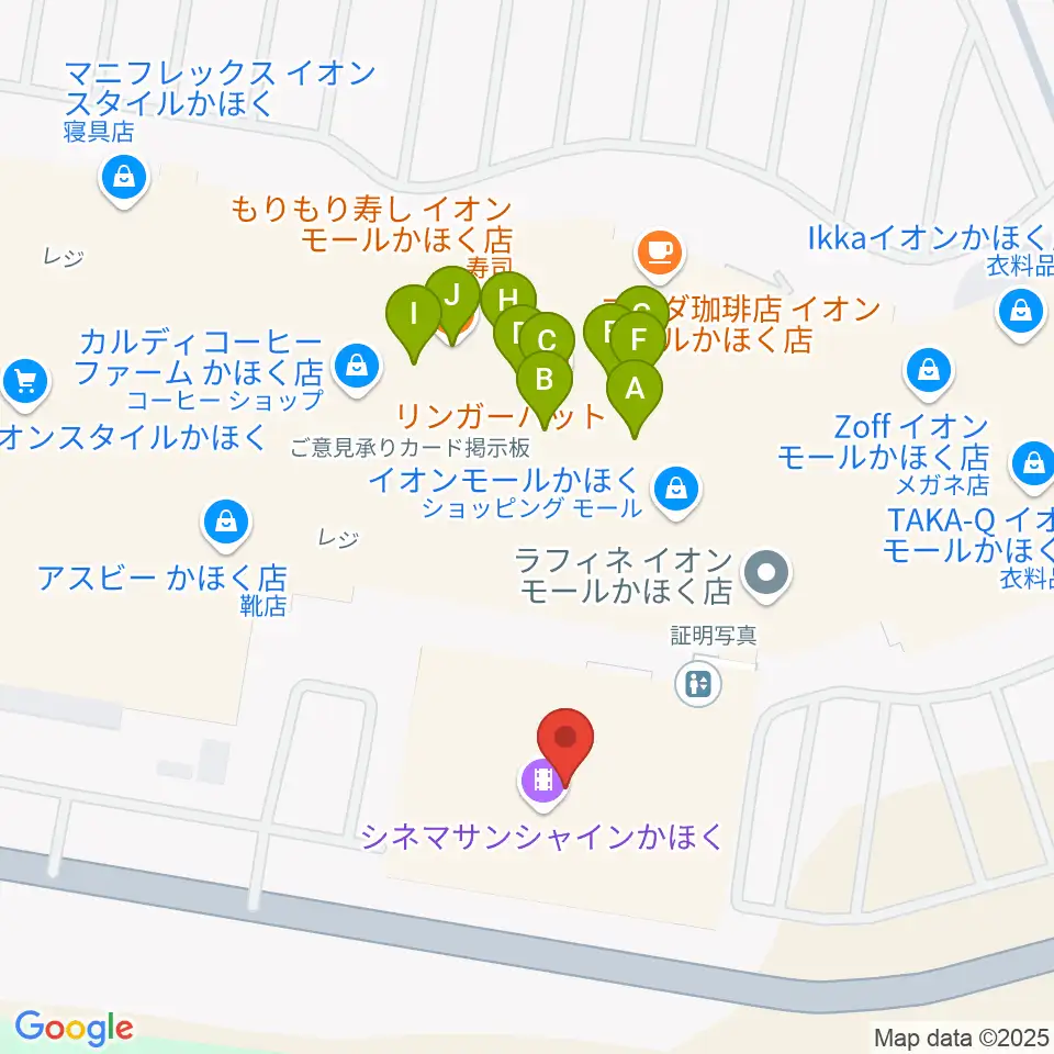 シネマサンシャインかほく周辺のファミレス・ファーストフード一覧地図