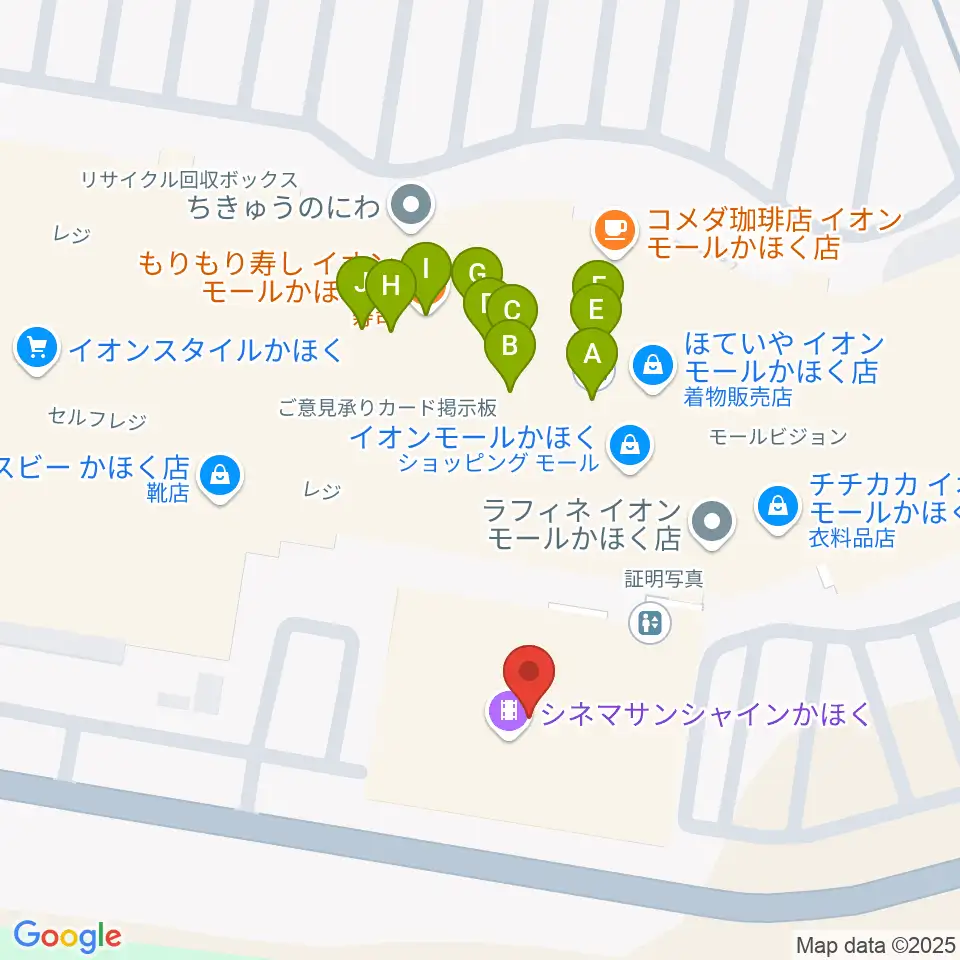 シネマサンシャインかほく周辺のファミレス・ファーストフード一覧地図