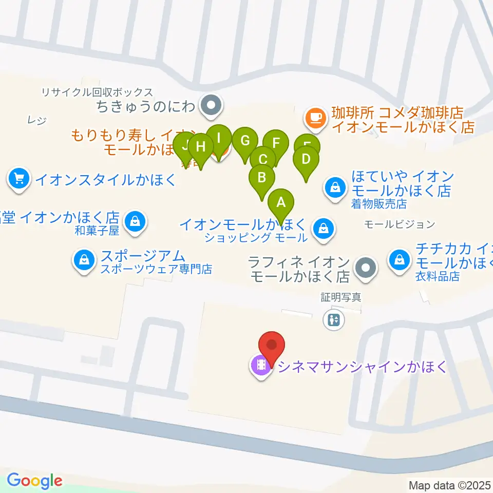 シネマサンシャインかほく周辺のファミレス・ファーストフード一覧地図