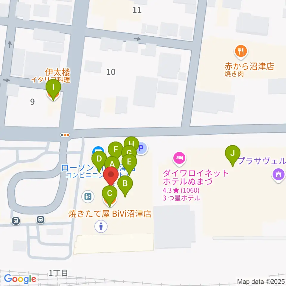 シネマサンシャイン沼津周辺のファミレス・ファーストフード一覧地図