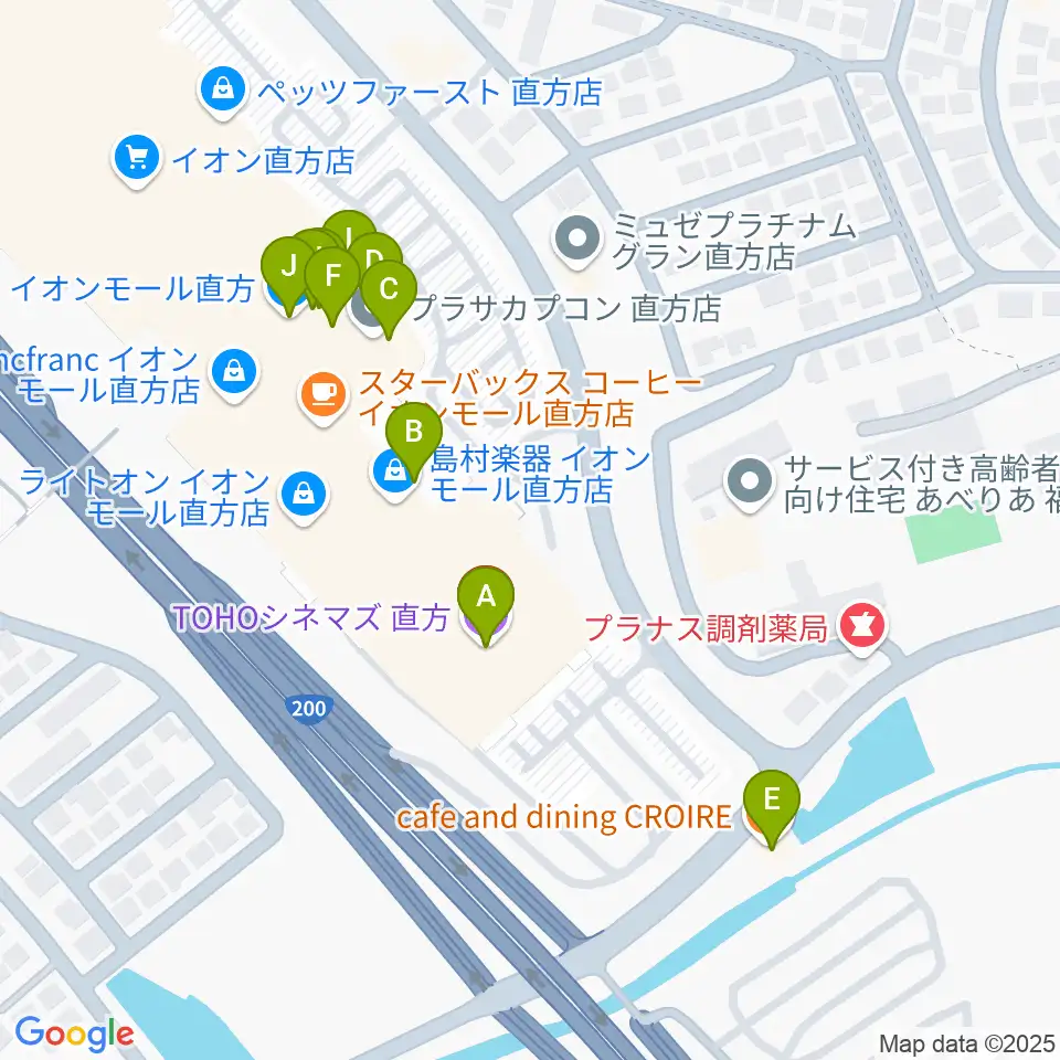 TOHOシネマズ直方周辺のファミレス・ファーストフード一覧地図