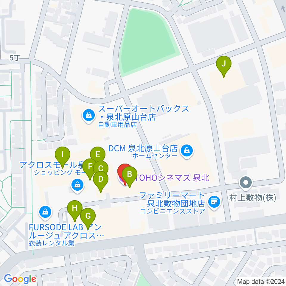 TOHOシネマズ泉北周辺のファミレス・ファーストフード一覧地図