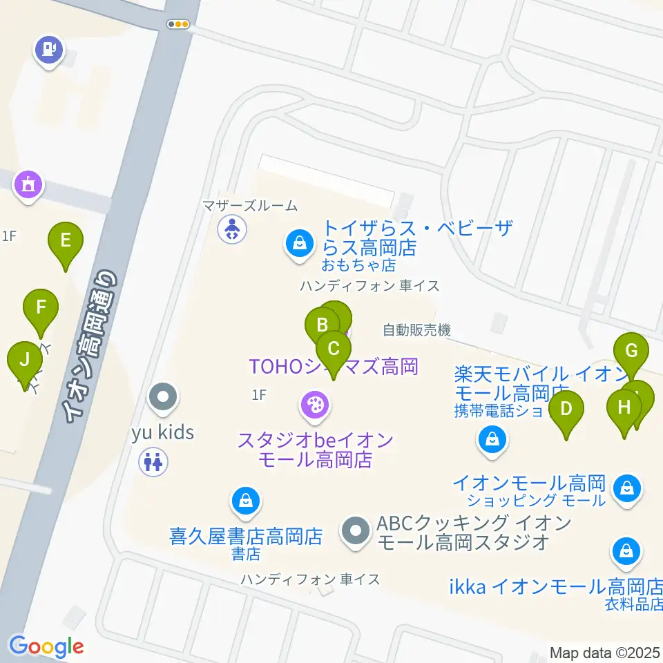 TOHOシネマズ高岡周辺のファミレス・ファーストフード一覧地図