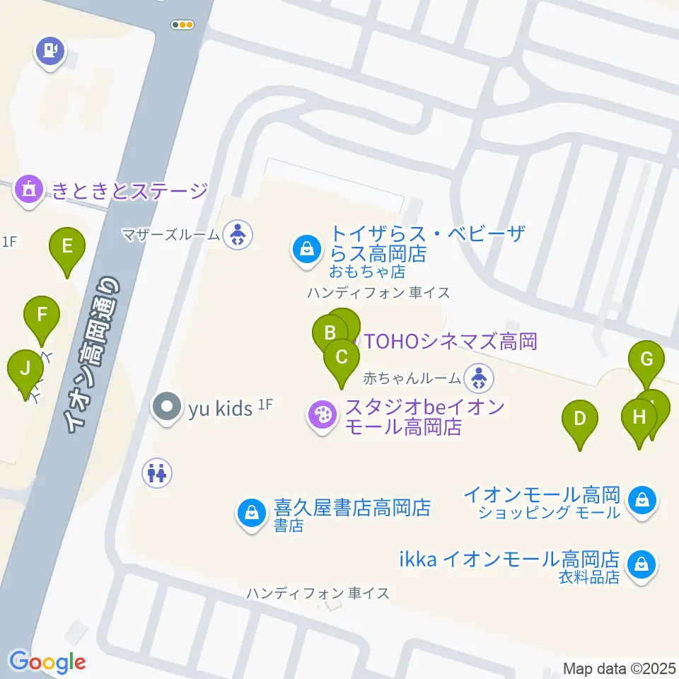 TOHOシネマズ高岡周辺のファミレス・ファーストフード一覧地図