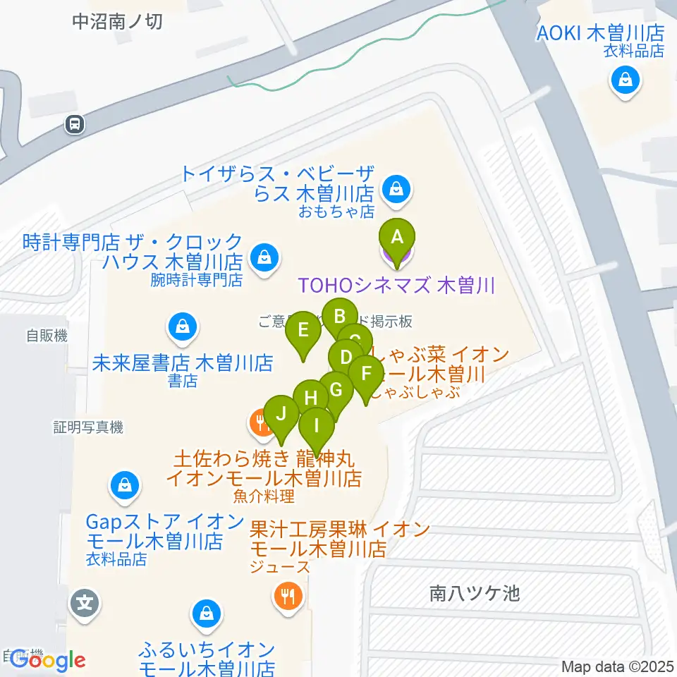 TOHOシネマズ木曽川周辺のファミレス・ファーストフード一覧地図