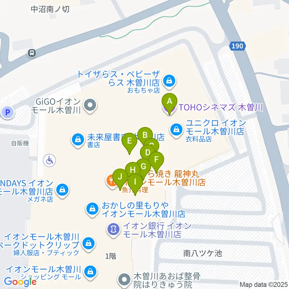 TOHOシネマズ木曽川周辺のファミレス・ファーストフード一覧地図