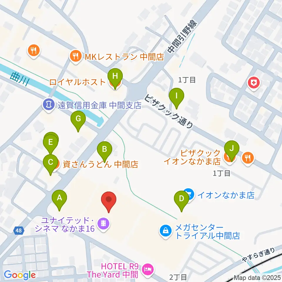 ユナイテッド・シネマなかま16周辺のファミレス・ファーストフード一覧地図