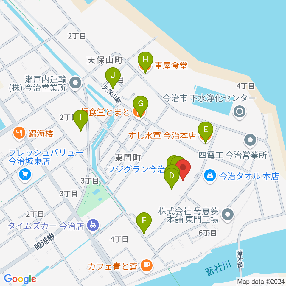 ユナイテッド・シネマ フジグラン今治周辺のファミレス・ファーストフード一覧地図