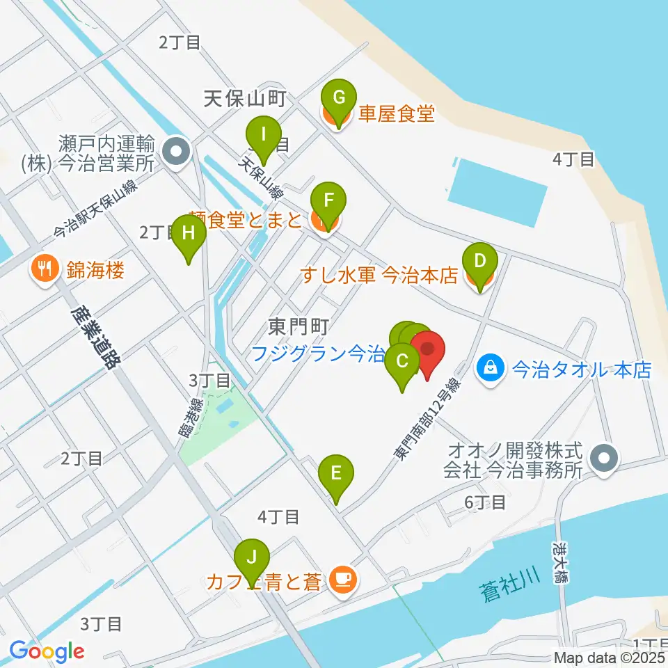 ユナイテッド・シネマ フジグラン今治周辺のファミレス・ファーストフード一覧地図