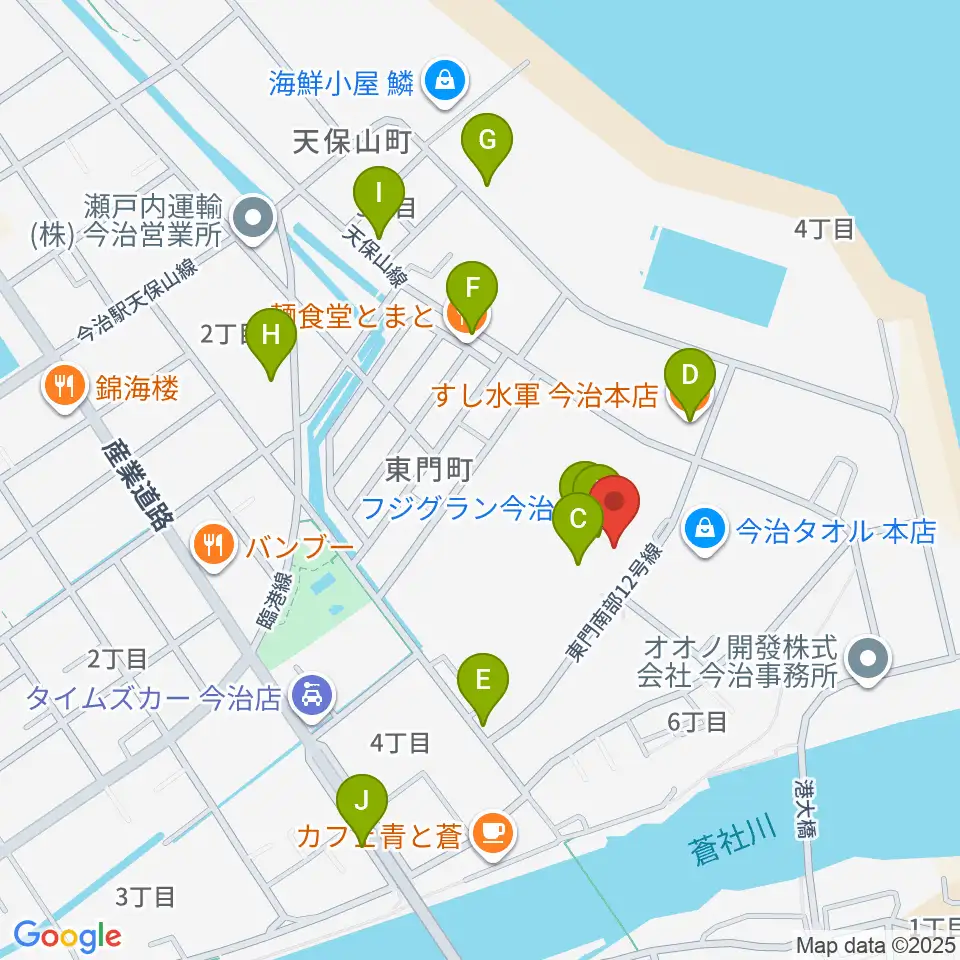 ユナイテッド・シネマ フジグラン今治周辺のファミレス・ファーストフード一覧地図