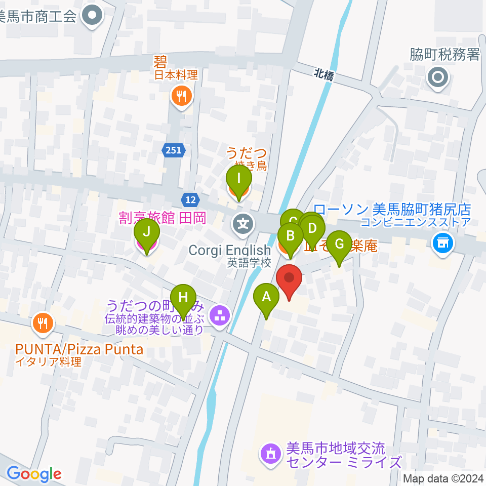 脇町劇場 オデオン座周辺のファミレス・ファーストフード一覧地図