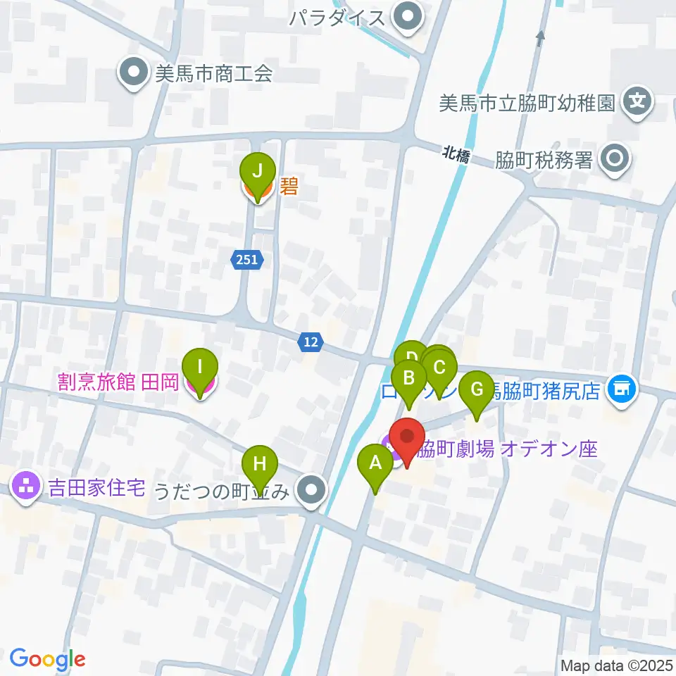 脇町劇場 オデオン座周辺のファミレス・ファーストフード一覧地図