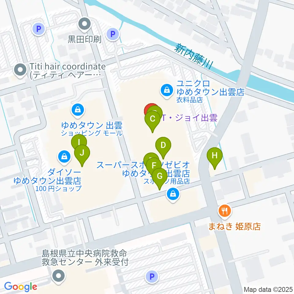 T・ジョイ出雲周辺のファミレス・ファーストフード一覧地図